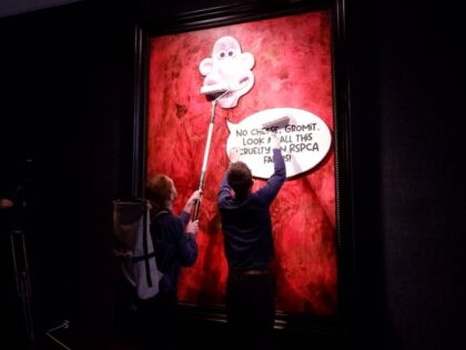 Animal Extremists Vandalise New King’s Portrait With ‘Wallace and Gromit’ Cartoon