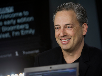 David Sacks, chairman and chief executive officer of Yammer Inc., smiles during a Bloomber