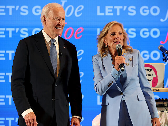 ATLANTA, GEORGIA - JUNE 27: U.S. President Joe Biden and first lady Jill Biden speak to su