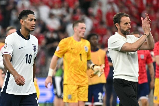 England boss Gareth Southgate (right) has said the Three Lions must improve at Euro 2024