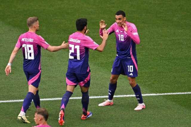 Jamal Musiala (R) and Ilkay Gundogan (C) both scored in Germany's 2-0 win against Hungary