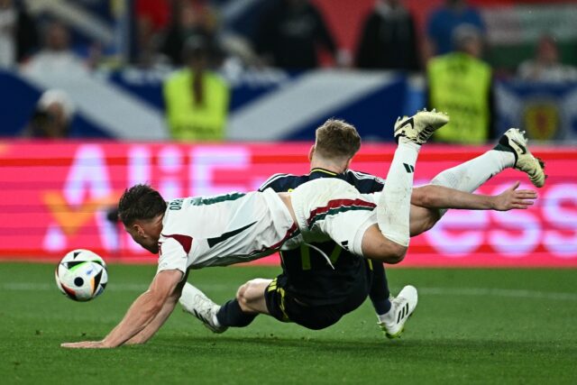 Scotland had an appeal for a penalty dismissed after Willi Orban's challenge on Stuart Arm