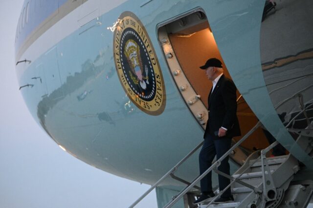 US President Joe Biden, steps off Air Force One ahead of the Los Angeles fundraiser