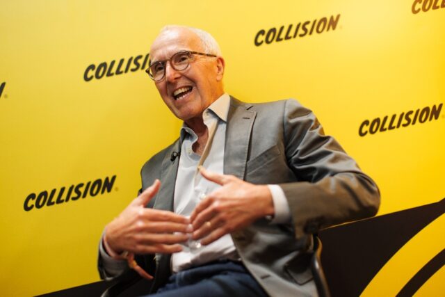 US real estate billionaire Frank McCourt speaks during an interview at the Collision 2024