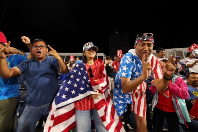USA fans made plenty of noise as their team won their debut T20 World Cup match against Ca