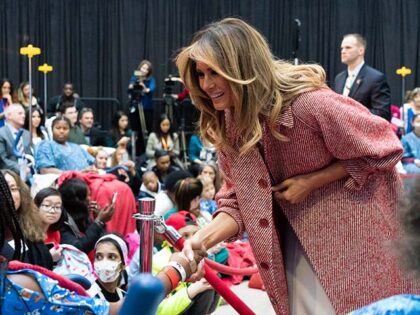 First Lady Melania Trump greets children that are patients and their families Thursday, De