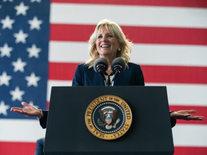 First Lady Jill Biden delivers remarks to Air Force personnel and their families, Wednesda