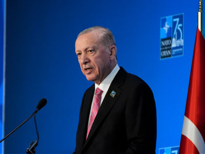 Turkey's President Recep Tayyip Erdogan speaks during a news conference, Thursday, July 11