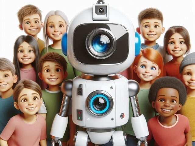 AI Robot taking pictures of kids