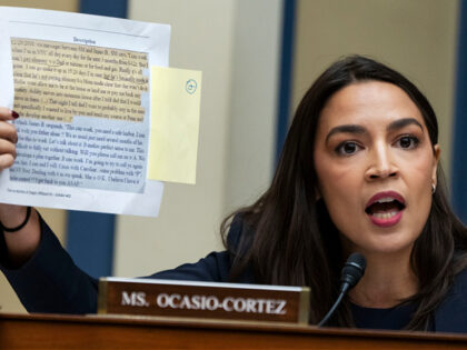 Rep. Alexandria Ocasio-Cortez, D-N.Y., speaks during a House Oversight Committee impeachme