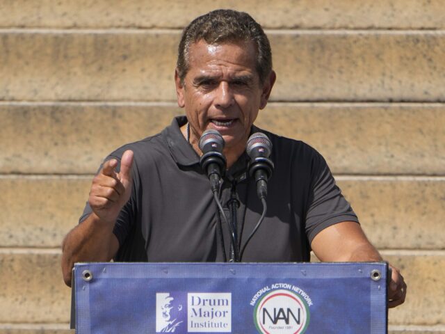 Former Los Angeles Mayor Antonio Villaraigosa speaks at the 60th Anniversary of the March