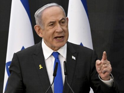 Israeli Prime Minister Benjamin Netanyahu speaks at a ceremony for the 'Remembrance D