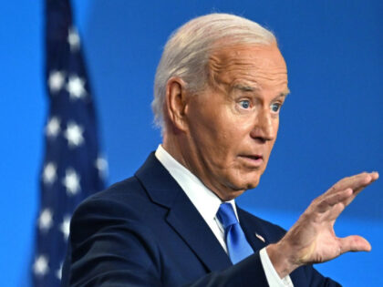 US President Joe Biden at a news conference during the NATO Summit in Washington, DC, US,