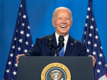 US President Joe Biden at a news conference during the NATO Summit in Washington, DC, US,