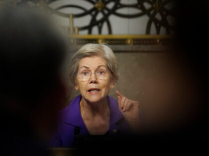 Sen. Elizabeth Warren, D-Mass., speaks during a Senate Armed Services Committee hearing on