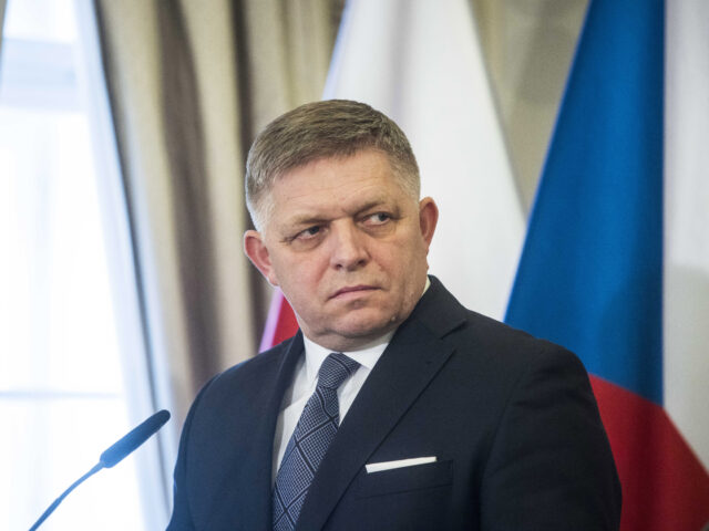 Robert Fico, Slovakia's prime minister, during a news conference in Prague, Czechia, on Tu