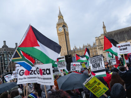 LONDON, ENGLAND - APRIL 17: Hundreds of people join the pro-Palestine Stop Arming Israel p