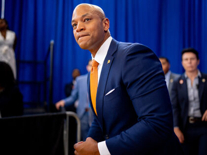 Maryland Gov. Wes Moore goes to greet guests during a campaign event on Gun Violence Aware