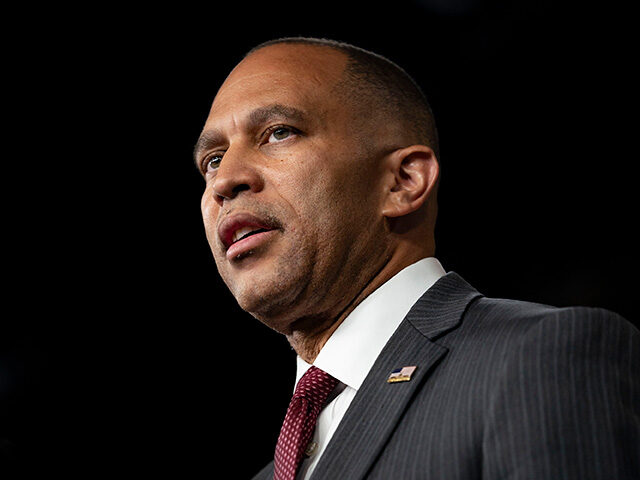 House Minority Leader Hakeem Jeffries (D-N.Y.) speaks at a weekly press conference at the