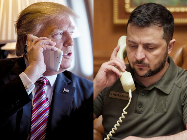 President Donald Trump talks on the phone aboard Air Force One during a flight to Philadel