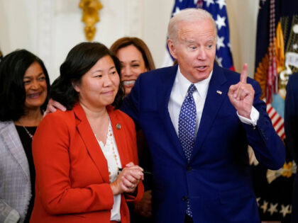 President Joe Biden speaks alongside Rep. Grace Meng, D-N.Y., after …