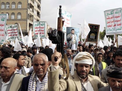 SANA'A, YEMEN - JULY 16: Yemen's Houthi group followers chant slogans while part