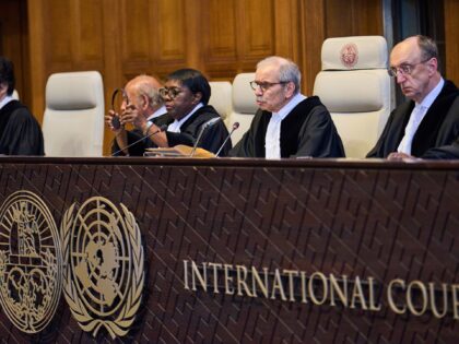 Presiding Judge Nawaf Salam reads the ruling in the International Court of Justice, or Wor