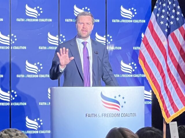 Vice presidential nominee Sen. JD Vance (R-OH) addresses the Faith & Freedom Coalition