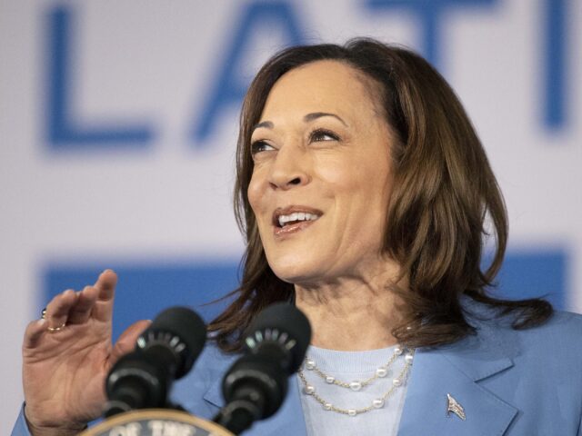 Vice President Kamala Harris speaks during a post debate campaign rally, Friday, June 28,