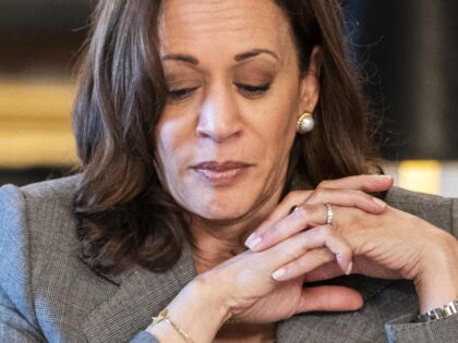 Vice President Kamala Harris pauses while speaking about Roe v. Wade, Tuesday, June 14, 20