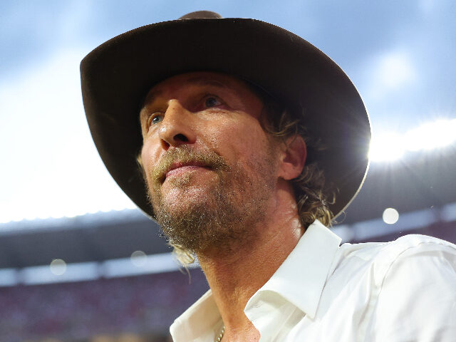 TUSCALOOSA, ALABAMA - SEPTEMBER 09: Actor Matthew McConaughey looks on during the second q