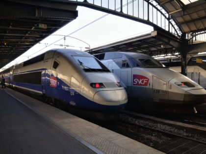 Paris: Two TGV in the Parisian East station.