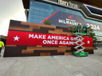 State Flags, Decorations, ‘Make America Great Once Again’ Sign Outside RNC Convention