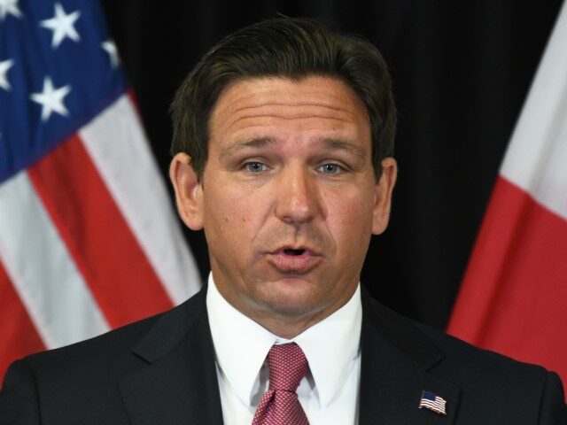 2024/04/08: Florida Gov. Ron DeSantis speaks at a press conference in Sanford, Florida whe