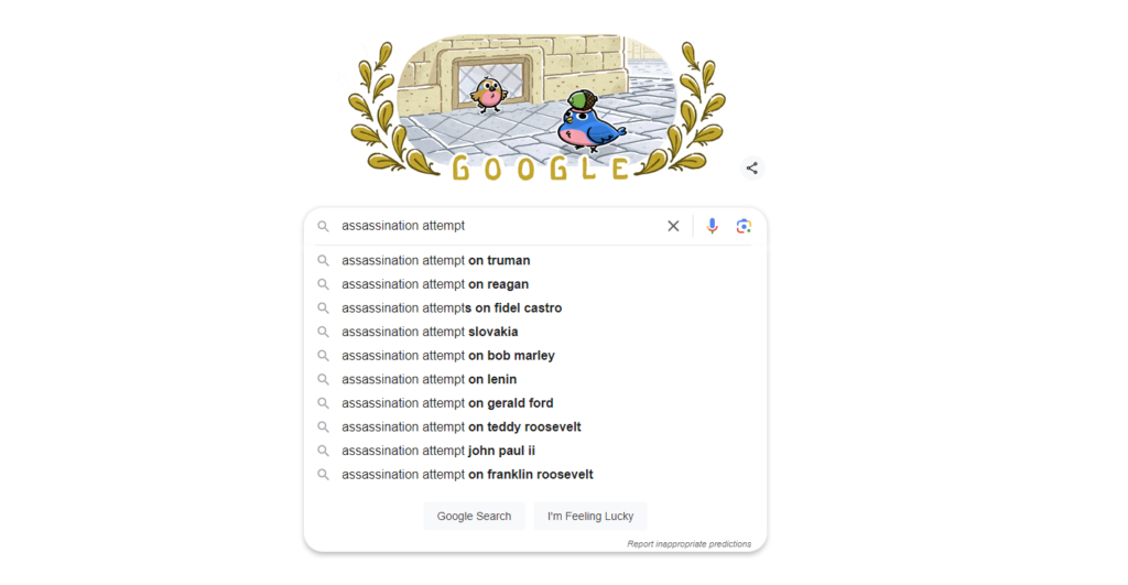 Down the Memory Hole: Google Hides Autocomplete Suggestions Related to Trump Assassination Attempt