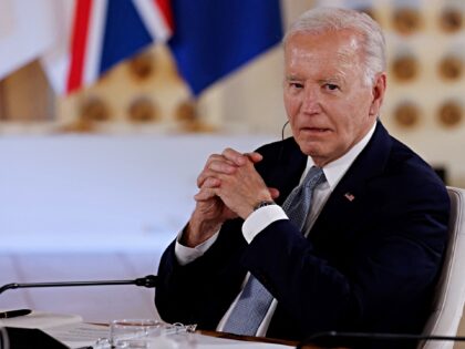 US President Joe Biden looks on during a work session at the Borgo Egnazia resort for the