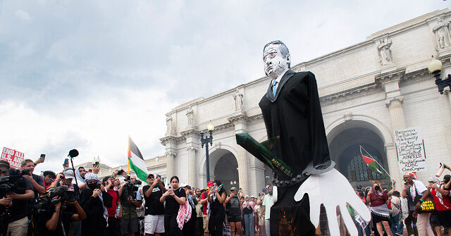 American Flag Set Ablaze Outside Union Station by Anti-Israel Protesters