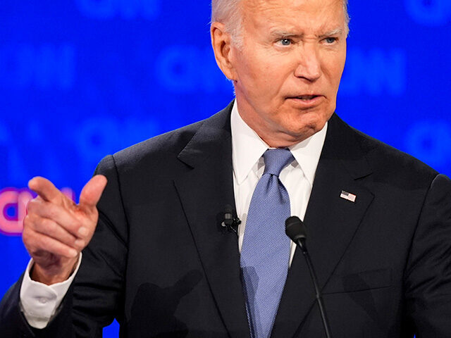 President Joe Biden, speaks during a presidential debate hosted by CNN with Republican pre