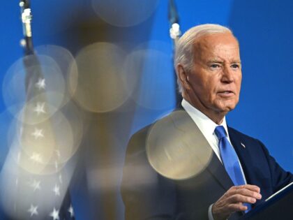 US President Joe Biden at a news conference during the NATO Summit in Washington, DC, US,