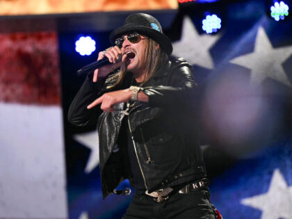 US singer Kid Rock performs on the last day of the 2024 Republican National Convention at