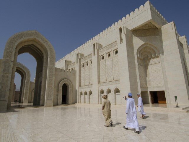 The courtyard of the Sultan Qaboos Grand Mosque, Muscat. (John Wreford/SOPA Images/LightRo