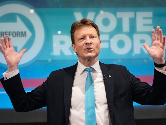 Richard Tice, the leader of Reform UK Party, attends an election campaign in London, Thurs