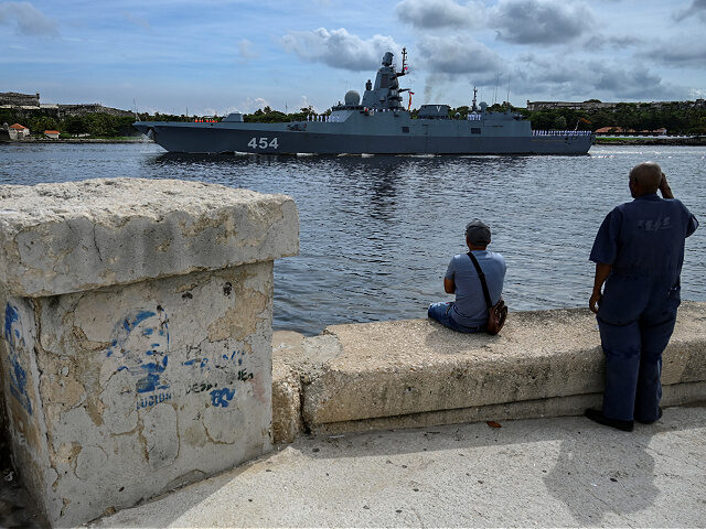 Class frigate Admiral Gorshkov, part of the Russian naval detachment visiting Cuba, leaves