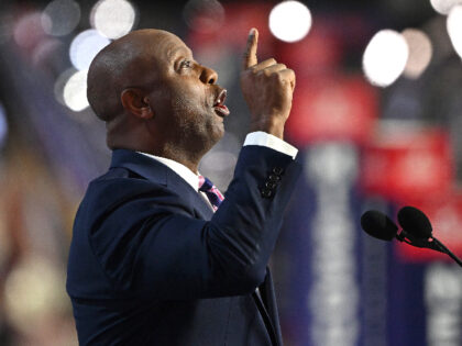 MILWAUKEE, WISCONSIN - JULY 15: U.S. Sen. Tim Scott (R-SC) speaks on stage on the first da