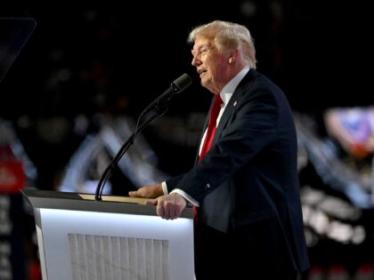 Former US President Donald Trump speaks during the Republican National Convention (RNC) at