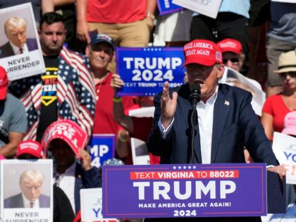 Republican presidential candidate former President Donald Trump speaks at a campaign rally