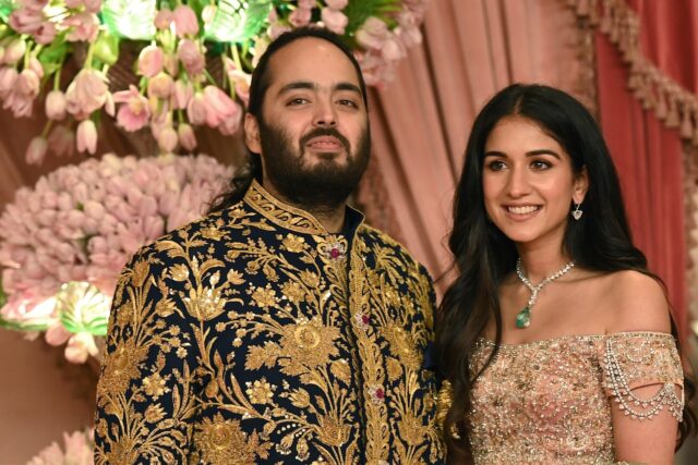 Anant Ambani with fiancee Radhika Merchant in Mumbai, on July 5, 2024