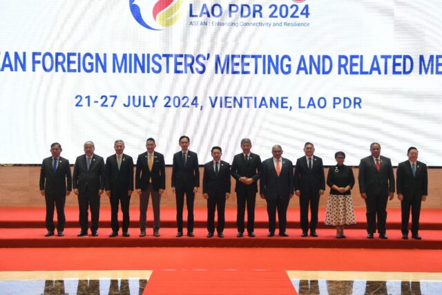 Association of Southeast Asian Nations (ASEAN) foreign ministers at a meeting in Laos capi