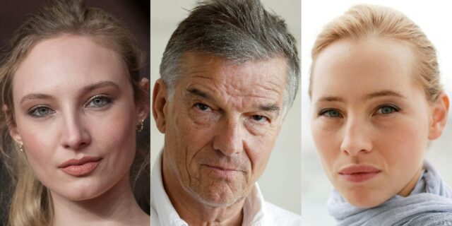 Benoit Jacquot (centre) has been charged with the alleged rape of Julia Roy (left) and Isi
