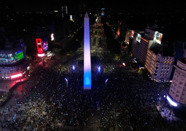 Fans celebrating after Argentina won the 2024 Copa America final football match between Ar